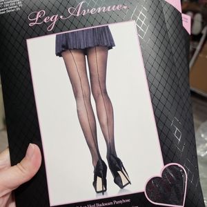 Leg Avenue Queen Spandex sheer Cuban heel backseam pantyhose.